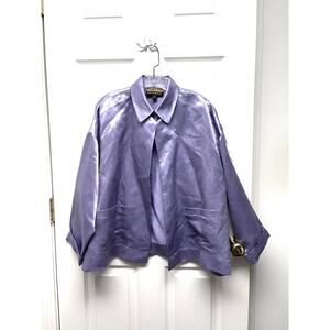 Finity Naturals Lavender Blouse Shimmer Satin Look Boxy Relaxed Fit M